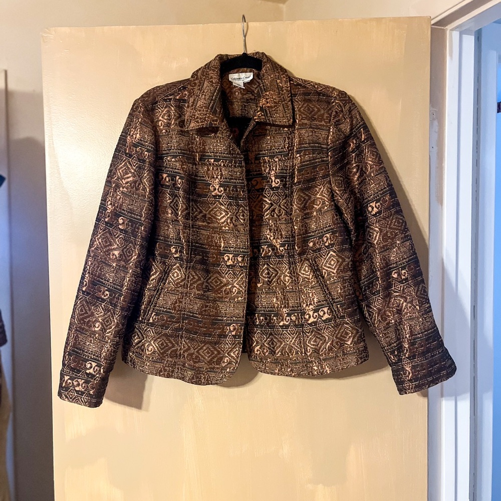 Coldwater Creek Chocolate Brown & Copper Patterned Women's Jacket